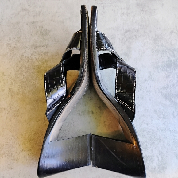 Donald J Pliner Viru Sandals Womens 6.5 Black Kogi Square Open Toe 3" Heel Italy - Picture 7 of 12